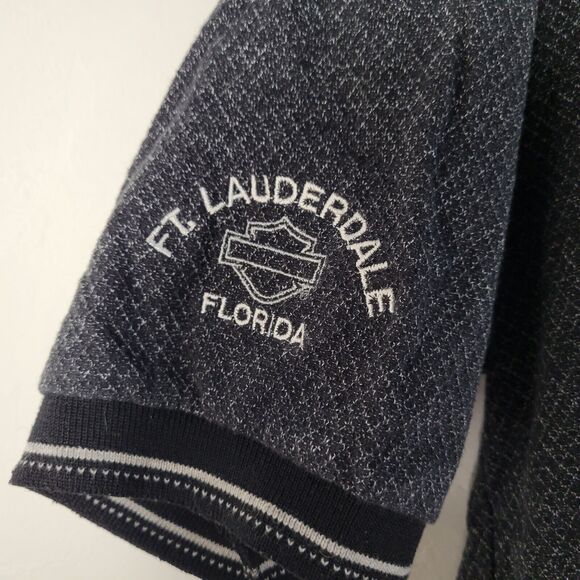 Harley Davidson Men's Dark Grey Polo Button FT‎ Lauderdale Florida Large - Picture 6 of 11